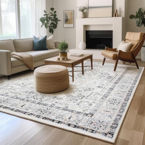 Carpeto Rugs Tappeto Salotto Etnico Pelo Corto - Tappeti Salotto Grandi Dimensioni - Tappeti Camera da Letto - Tappeti Moderni Soggiorno - Crema - 140 x 200 cm