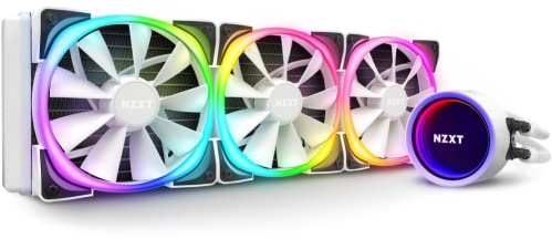NZXT Kraken X73 RGB 360mm - RL-KRX73-RW - AIO RGB CPU Liquid Cooler - Rotating Infinity Mirror Design - Powered By CAM V4 - RGB Connector - Aer RGB V2 120mm Radiator Fans (3 Included) - White
