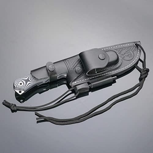 TS Tactical Store Cuchillo de Supervivencia K25 Jacob G10 con funda de cuero y Pedernal | Hoja 14,5cm Acero 7Cr17Mov | Cuchillo para supervivencia, acampada, camping, senderismo | 32554