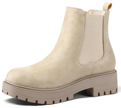 mysoft Women's Chelsea Boots Low Heel Slip On Elastic Ankle Booties