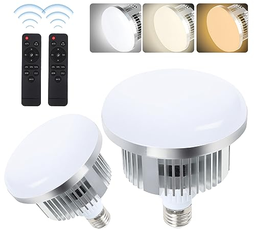 FGen LED Photo Lamp, 2X135W Upgrade Photo Light E27 3000-6500K Adjustable with Remote Control, LED Photo Studio Lamp Energy Saving Lighting, for Softbox and Photography LED135