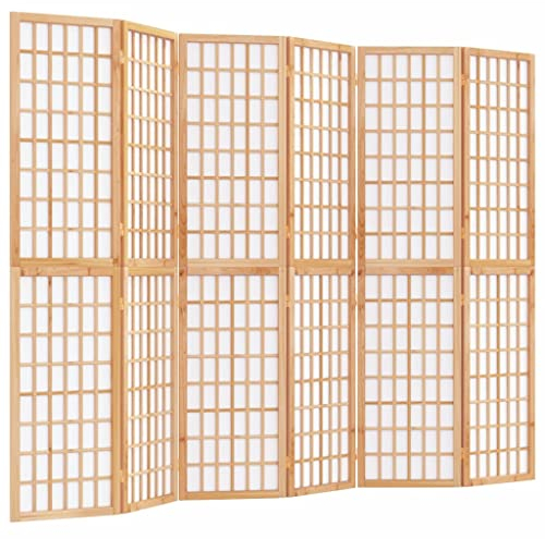 6 teilig Paravent Faltbarer, Raumteiler Spanische Wand mit Streben aus Holz, Sichtschutz Raumtrenner Trennwand Stellwand Sichtschutzwand Home Office Deko, 240x170 cm