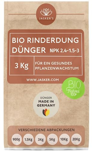 JASKER'S Bio Rinderdung Dünger 3Kg - Ideal als Naturdünger - 100% natürlich - Tierfreundlich