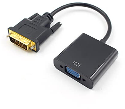 Hemobllo Convertisseur Dvi-d vers Vga Adaptateur Câble Dvi-d Mâle Sortie Vga Femelle pour Ordinateur Pc Noir