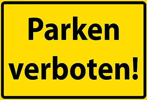 AGDeko® Blechschild Parken Verboten gelb Größe 30x20 cm