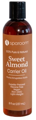 SpaRoom 100% Pure and Natural Carrier Oil, Hair and Skin Moisturizer, Aromatherapy and Massage Oil Base for Essential Oils, 8 Ounces, Sweet Almond Oil
