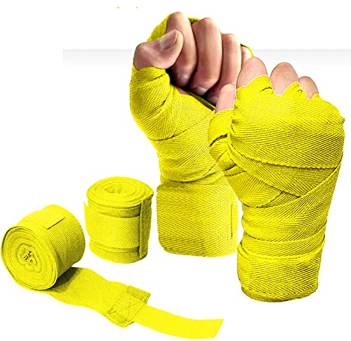 Boxbandage, Boxhandbandagen, Boxhandbandagen, Innenhandschuhe for Boxbandagen mit extra breitem Verschluss, Faust- und Handgelenkschutz for Männer und Frauen(Color:Yellow)