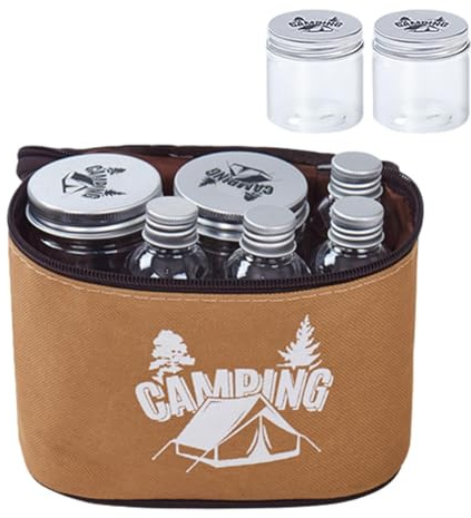 Récipients d'assaisonnement – ​​8 pièces/ensemble de pots à épices, kit de bouteilles d'assaisonnement portables | Bouteille d'huile et de vinaigre, Pot à condiments de Camping avec sac de rangement,