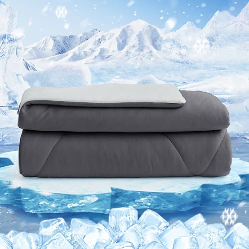 HOMFINE Q-Max Kühldecke > 0,4 - Leichte Sommerdecke für Bett, Selbstkühlend, Grau, 150 x 230 cm