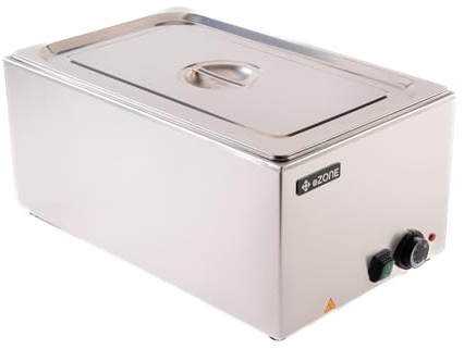 eZone Electric Bain Marie G8700 with 1/1GN Pan & Lid Wet Heat Food Warmer 1.2kW