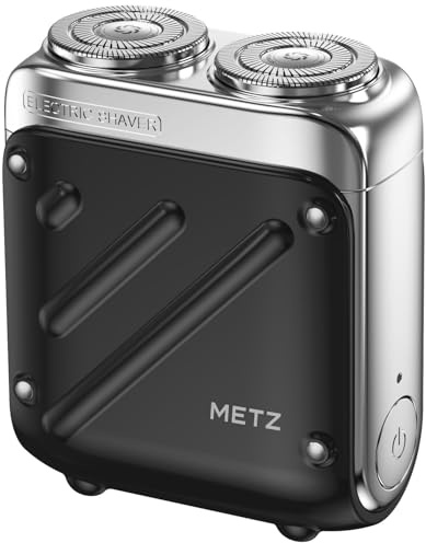 METZ Traveller Elektrisk rakapparat för män, bärbar rakapparat med resefodral, IPX7 vattentät elektrisk rakapparat för resor, våt och torr rakapparat med 9 000 rpm motor, 60 dagars batteritid, svart