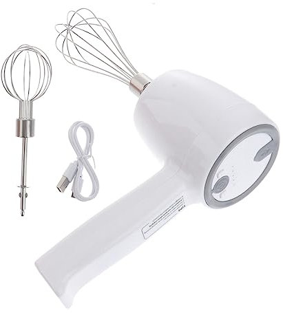 OFFSCH Batteur Électrique De Cuisine Fouet Sans Fil Batteur À Main Rechargeable Blanc Double De Vitesse Pour La Cuisson Et La Pâtisserie