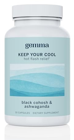 Gemma Keep Your Cool Menopause Relief Supplement – Black Cohosh, Ashwagandha & Chasteberry for Hot Flashes, Night Sweats & Mood Support – Hormone-Free Perimenopause Support Capsules