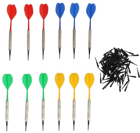 Grcfumo 12pcs Dardos de Punta Suave, Dardos de Punta Suave con Puntas de Dardos de 100 Piezas, Dardos de Punta de plástico para plásticos Juegos electrónicos de Tablero