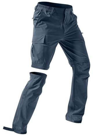 Herren Wanderhose Zip Off Trekkinghose Outdoorhose Atmungsaktiv Wasserdicht Softshellhose Entfernbar Schnell Trockend Outdoor Funktionshose mit Multi Taschen Jogginghose für Wandern,Fahrrad,arbeits
