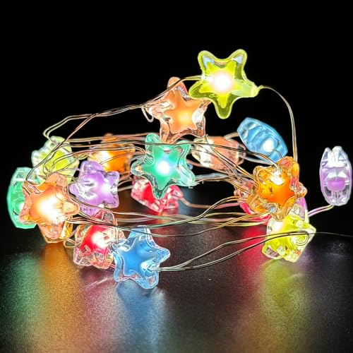 Sunshine smile Guirlande lumineuse en forme d'étoile - 2 m - 20 LED - Pour chambre d'enfant - Pour éclairage intérieur et extérieur, chambre à coucher, mariage, anniversaire