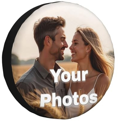 Personalisierte Foto-Reserveradabdeckung Individuelles Reifenabdeckung mit eigenem Foto Text Logo UV-beständig Wasserdicht Staubdicht Universelle Reserveradabdeckung (14 inch (60-69cm))