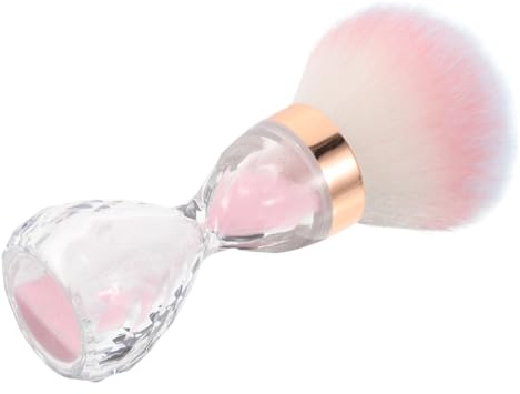 BIUDECO Soft Large Head Nail Art Dust Remover Brush for Nails and Makeup Portable Pink Powder Cleaning Brush for Fingernail and Gel Polish