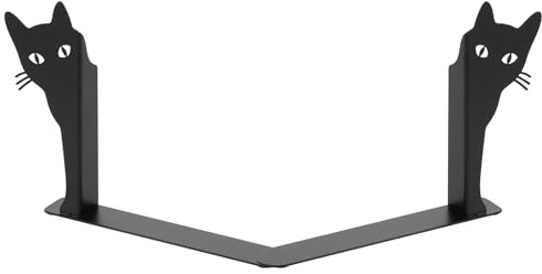 HuhWafee Katze Metall Buchstütze, Rostfeste Sprayfarbe Buchstütze,Schwarz Desktop Buchhalter Veranstalter,Kreative Katze Regal,Buchbeschwerer für Schule, Büro und Zuhause