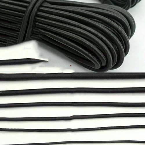 Lote de 5 metros de cuerda elástica redonda negra de 3/4/5/6/8/10 mm, cuerda elástica de goma para coser prendas y accesorios de bricolaje, diámetro de 5 mm.