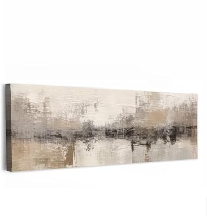 MuchoWow© Bilder Groß Wohnzimmer Deko Modern Wandbild XXL Kunstdruck | 150x50 cm - Leinwand Bild Schlafzimmer über Bett Room Decor Geschenke Moderne Kunst - Abstrakt - Beige