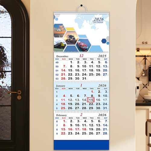 3 Month View Calendar 2026, Vertical Trifold Wall Calendar, Large Hangable 3 Month Wall Display Planner For School Workplace Dormitory Apartment Hotel Time Management