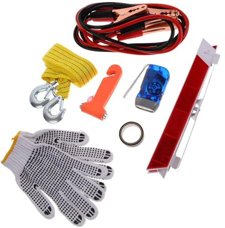 STOBAZA Kit de Dépannage Voiture Multifonction Outil Sécurité Routière Assistance Urgence Véhicule Pratique et Complet
