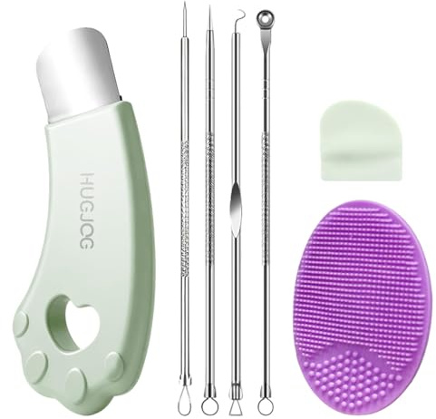 Ceriselle Extracteur de Comédons, Éliminateur de Points Noirs & Nettoyant de Pores pour le Visage, Extracteur de Pores en Acier Inoxydable avec Brosse de Nettoyage en Silicone et 4 Aiguilles à