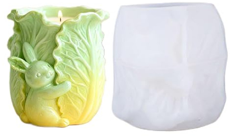 Candle Jar Mold – Silicone Easter Rabbit Mould, Flowerpot Mold | Aromatherapy Candle Cup Crafting Tool, Candy Jar Storage Container Plaster Pen Holder Home Farmhouse Spring Party Decor DIY