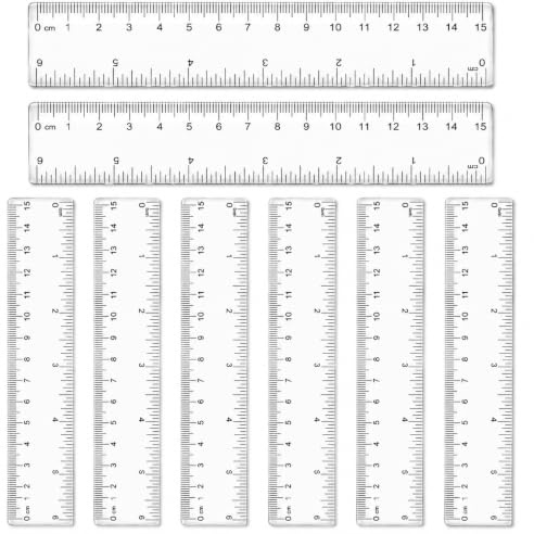 8PCS Plastique Regle 15 cm, Plastique Regle, Règles en Plastique Transparentes, Règle Souple Incassable pour École, Bureau, Étudiants, Dessin, Mesure Précise et Création Artistique