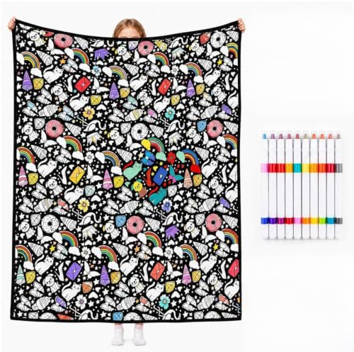 painting blanket, 150 x 115 cm Weiches DIY Coloring, diy Decke Zum Ausmalen, Dec-ke zum Ausmalen Erwachsene, DIY Malde-cke, Erwachsene Maldecke, Waschbare Mal Dec-ke, für Schlafzimmer, Wohnzimmer