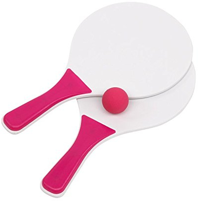 noTrash2003 Ballspiel Beachball-Set Holzschläger Softball Netzbeutel (pink/weiß)