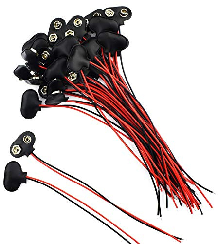 Oiyagai Lot de 30 Clips pour Pile 9V – Connecteurs Type T avec Fils 15 cm et Extrémités Dénudées, pour Arduino, Électronique Étudiant et DIY