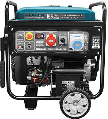 Könner & Söhnen KS 15-1E 1/3 ATSR Groupe électrogène 22 CV Moteur à essence 4 temps 2 cylindres avec cuivre, démarrage E, courant de secours, régulateur de tension, affichage LED, 12500/11500 W