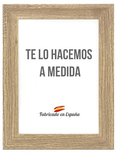 Marco a Medida para Fotos, póster, Puzzles, láminas. Cuadro Modelo 188 Nogal, con Cristal metacrilato 1.5 mm y Trasera Antihumedad 58x74 cm