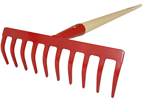 Gartenrechen mit 10 Zinken, 150cm Langer Espenholzstiel, perfekt für Rasen und Garten von SHW-FIRE