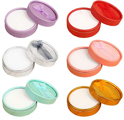 12 Pièces Boîte-Cadeau de Bague en Carton Paquet de Boîtes à Bijoux Cas pour Collier Boucle d'Oreille Cadeau, Couleur Aléatoire (Boîte à Bagues Rondes)