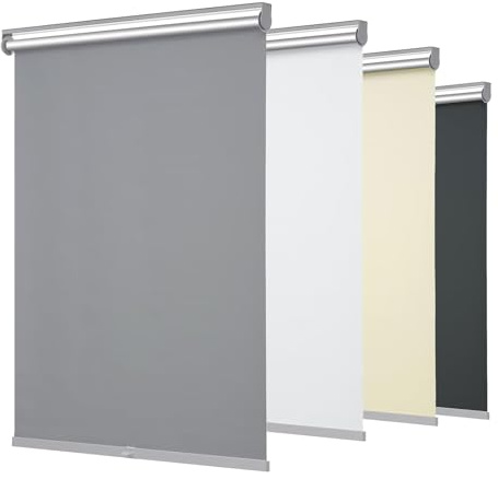 Changshade Cordless Blackout Roller Shades Blinds for Windows,Free-Stop Shades with Valance,Thermal Insulated UV Protection Waterproof Roll Up Window Blinds for Home,Office,Grey