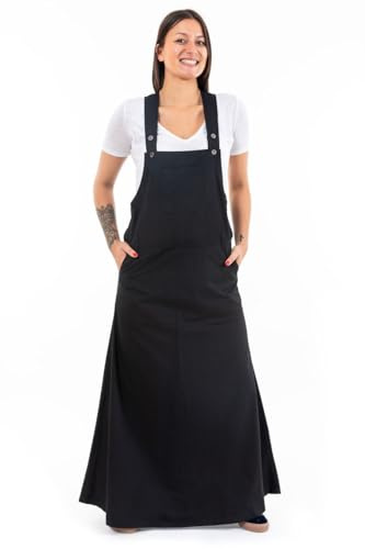 FANTAZIA Abito Salopette da donna in morbido cotone Milhana, taglia S a XXXL Cachi, Nero , XL