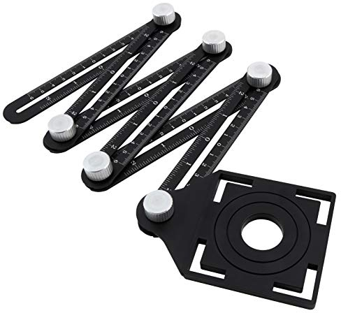 MC POWER - Winkelschablone Zollstock Konturlehre | mit Lineal, stabiles Metall, 6 Arme je 12cm, faltbar und feststellbar - ideal für Markierung von Wänden, Steine, Ziegel, Holz, Laminat, Fliesen uvam.