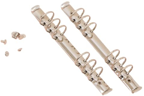 Craftelier - Set mit 2 6-Ring-Ordner-Mechaniken | Größe ca. 22,7 cm - Ringdurchmesser 3,3 cm - Ringabstand 1,9 cm | Enthält 8 BefestigungsKlammern | Farbe Silber