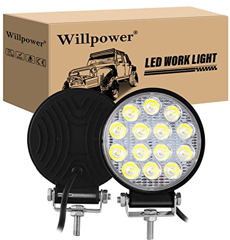 Willpower Led Arbeitsscheinwerfer Scheinwerfer 12V 24V 4 für Auto Traktor | 2x Zusatzscheinwerfer LED Pod Spot 42W, 6000K Weiß, IP67 Wasserdicht, Offroad Beleuchtung für ATV LKW KFZ Boot