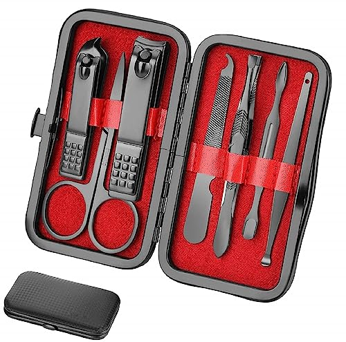 Set manicure da viaggio, kit per manicure, Tagliaunghie Set professionale per la cura delle unghie da uomo,Manicure Nail Grooming Kit Strumenti per Manicure, kit per la cura delle unghie