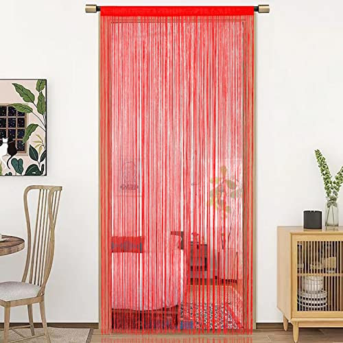 HSYLYM String Door Curtain Window Decorations Room Divider Room Decorations Single Curtain for Window,W35 xL96,Bright Red