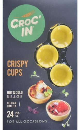 CROC’IN - Teigschälchen zum Bestücken Gold - Tarteboden für süße Stückchen oder herzhafte Aperitifhäppchen - Handwerklich hergestellt & Vegan - 24 Stück