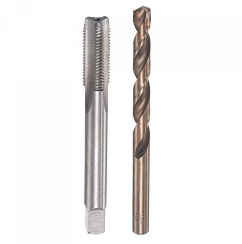 sourcing map 3/8-24 UNF Taraud Droit Cannelure et 8,4mm Hélicoïdal Foret Embout Ensemble M35 Cobalt Haute Vitesse Acier Trépan Forage Machine Outil pour Acier Inox Acier