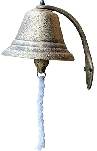 YHRJ Dinner Bell aus Gusseisen Vintage Rustikal Türglocke für Küchen, Heavy Duty Türklingel für Gartenlager, Wandmontierte Schaukelglocke (Color : Copper Color, S : 15 * 15 * 12cm)