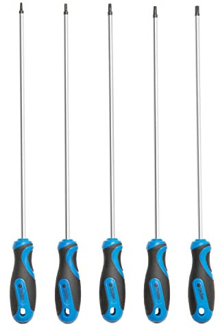 ROTATION Extra Long Torx Screwdrivers Set (5pc Set), S2 Steel, blade length 12-inch T15-T30, plus Long star Screwdrivers, 5-Piece Set