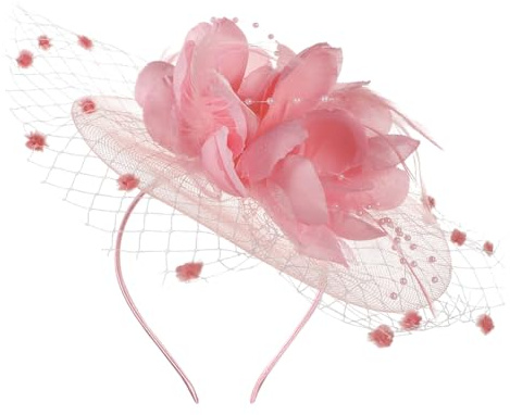 Fascinator-Hut mit Blumen und Federn, für Damen, Pillendose, Hut auf einem Stirnband und einem gegabelten Clip, Cocktail-Party, Rennhüte, Brautparty, Haarspange, Kopfschmuck für Hochzeit, Teeparty,