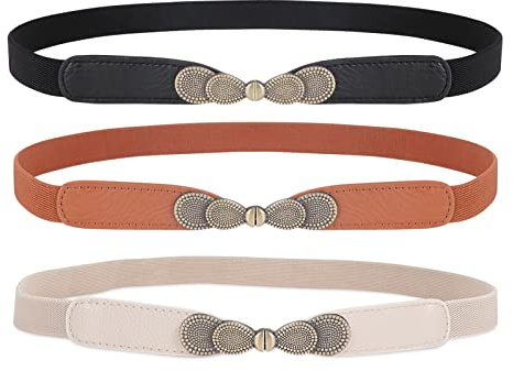 WERFORU Dünner elastischer Stretchgürtel für Damen für Kleider Retro Damen Vintage Dünne Taille Gürtel